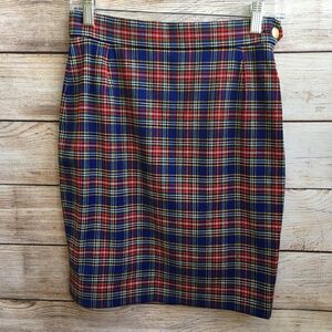 VINTAGE 80s ESCADA SPORT MARGARETHA LEY PENCIL SKIRT IN PLAID WOOL
